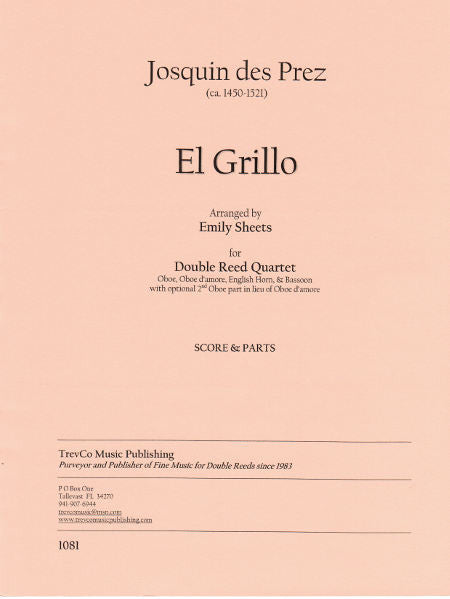 El Grillo (score & parts) - 2OB/EH/BSN - Trevco Music El Grillo (score & parts) - 2OB/EH/BSN - Trevco Music
