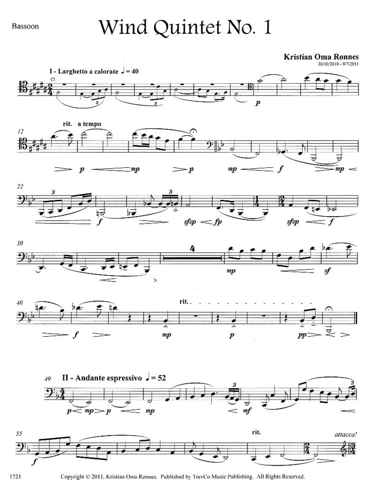 Wind Quintet 1 score parts WW5 Trevco Music