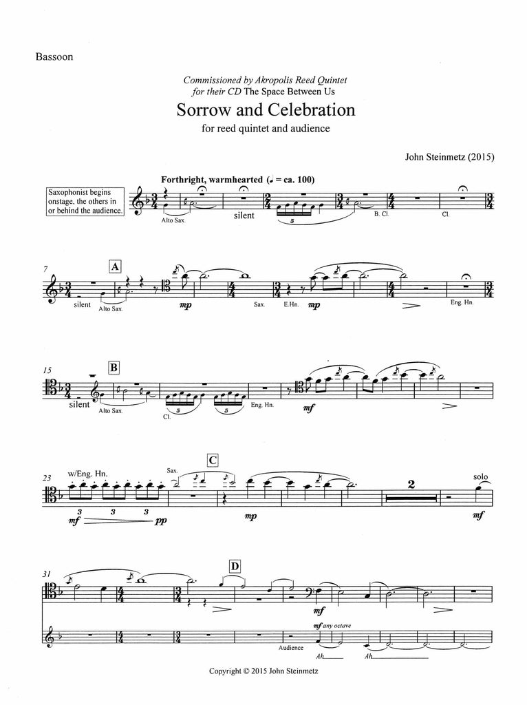 Sorrow & Celebration (2015) (score & parts) - EH/CL/ - Trevco Music