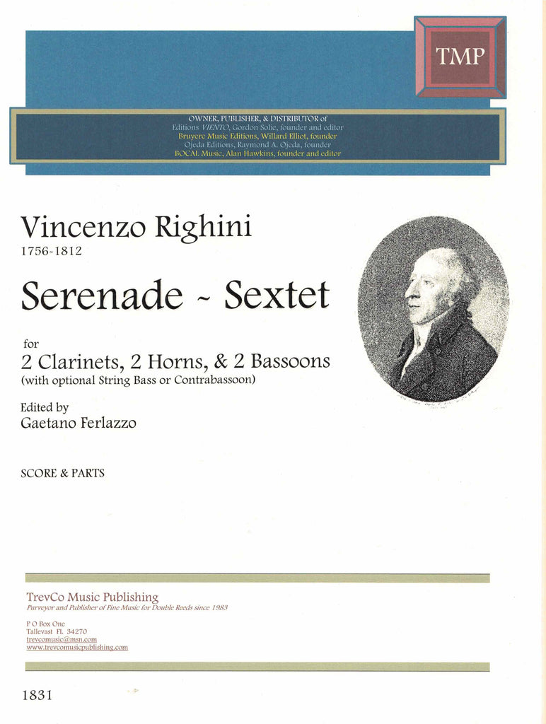 Righini, Vincenzo % Serenade in Eb Major (score & parts) - 2CL/2HN/2BSN