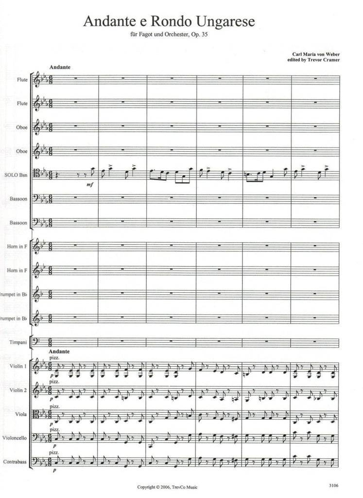 Weber, Carl Maria von % Andante & Rondo Ongarese, op. 35 (Cramer) (score only) - BSN/ORCH
