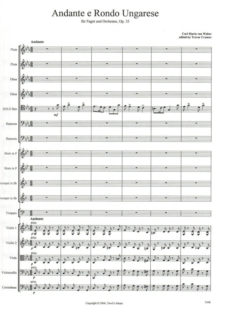 Weber, Carl Maria von % Andante & Rondo Ongarese, op. 35 (Cramer) (score only) - BSN/ORCH