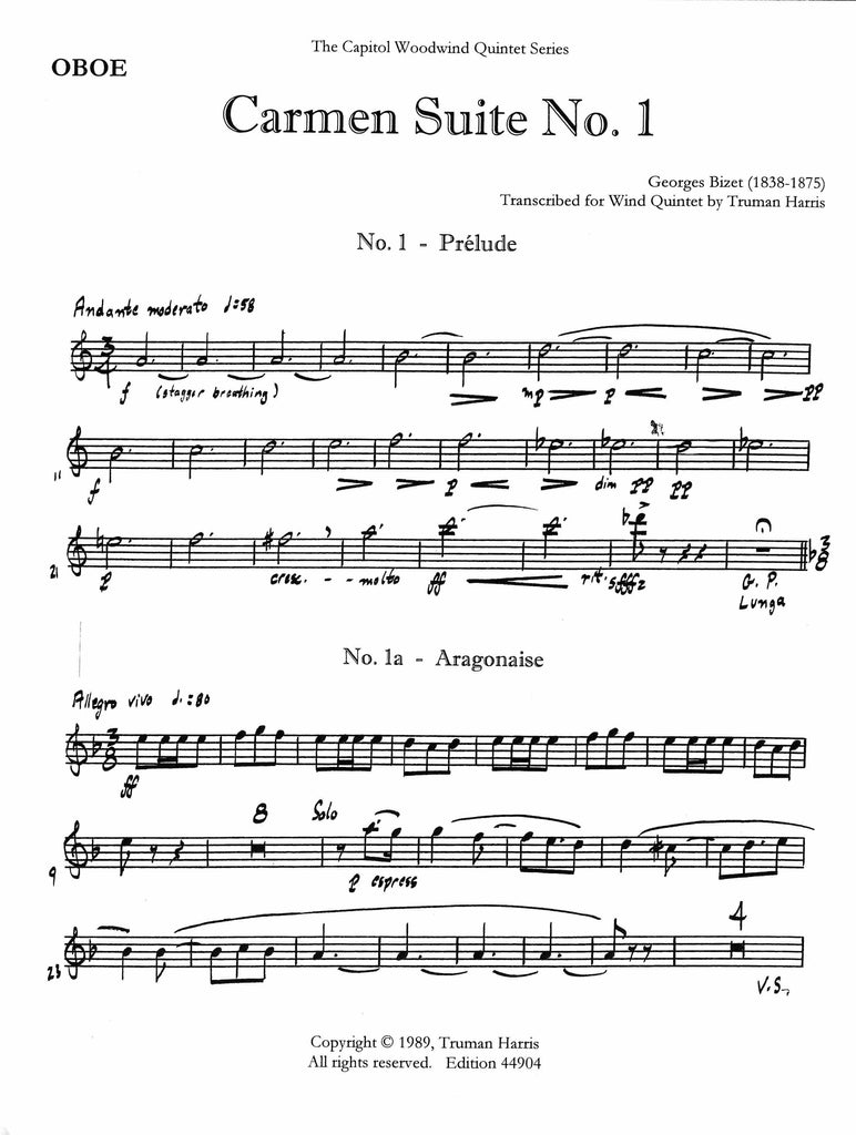 Carmen Suite #1 (parts only) - WW5 - Trevco Music Carmen Suite #1 (parts only) - WW5 - Trevco Music