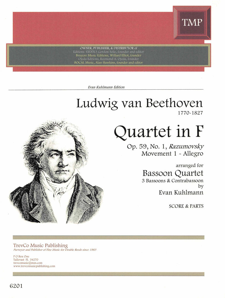 Beethoven, Ludwig van % Quartet in F Major, op. 59, #1 (score & parts) - 3BSN/1CBSN