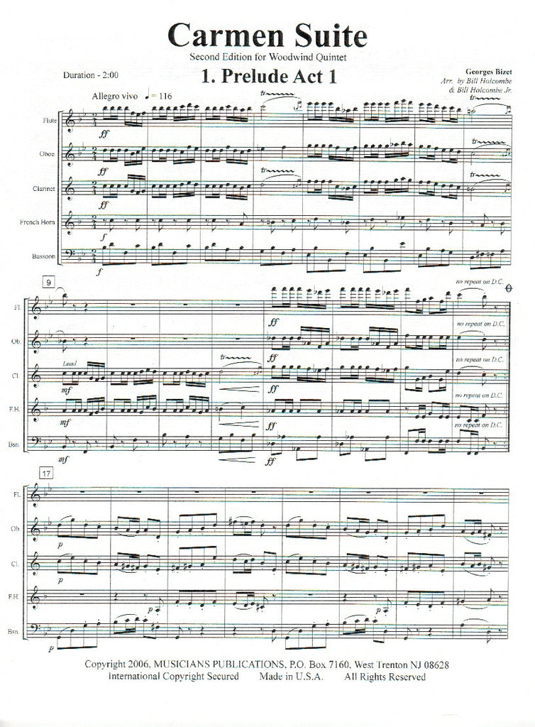 Carmen Suite (score & parts)-WW5 - Trevco Music Carmen Suite (score & parts)-WW5 - Trevco Music