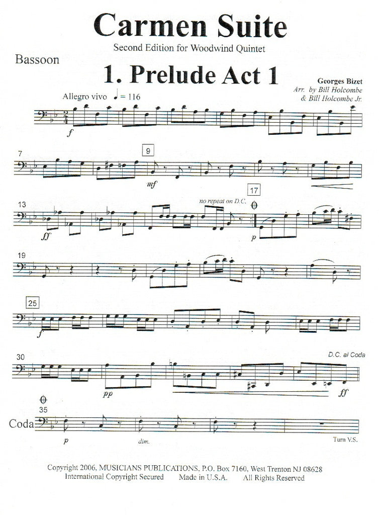 Carmen Suite (score & parts)-WW5 - Trevco Music Carmen Suite (score & parts)-WW5 - Trevco Music