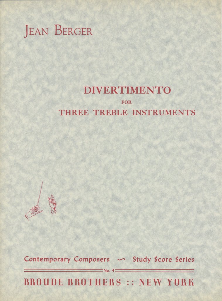 Berger, Jean % Divertimento for Three Treble Instruments (parts only) - 3OB