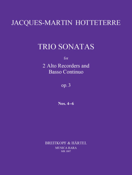 Hotteterre, Jacques % Six Trio Sonatas, op. 3, V2 (4-6) - 2OB/BSN/PN (basso continuo)