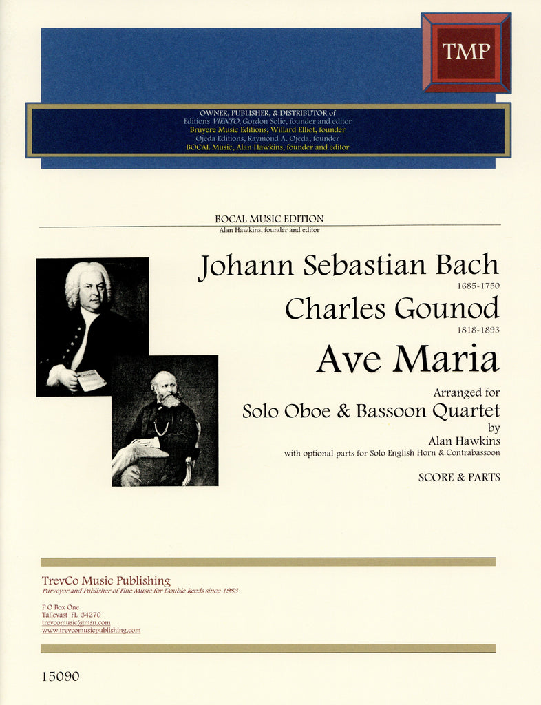 Bach/Gounod % Ave Maria (Score & Parts)-Solo OB/4BSN or EH/4BSN