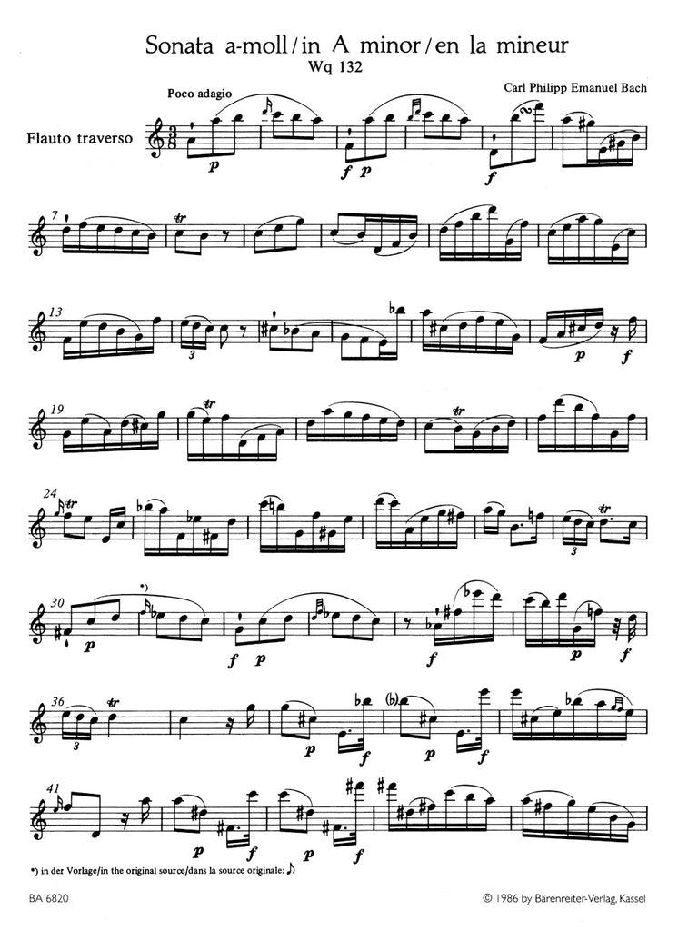 Sonata in a minor WQ132 - SOLO OB (FL) - Trevco Music