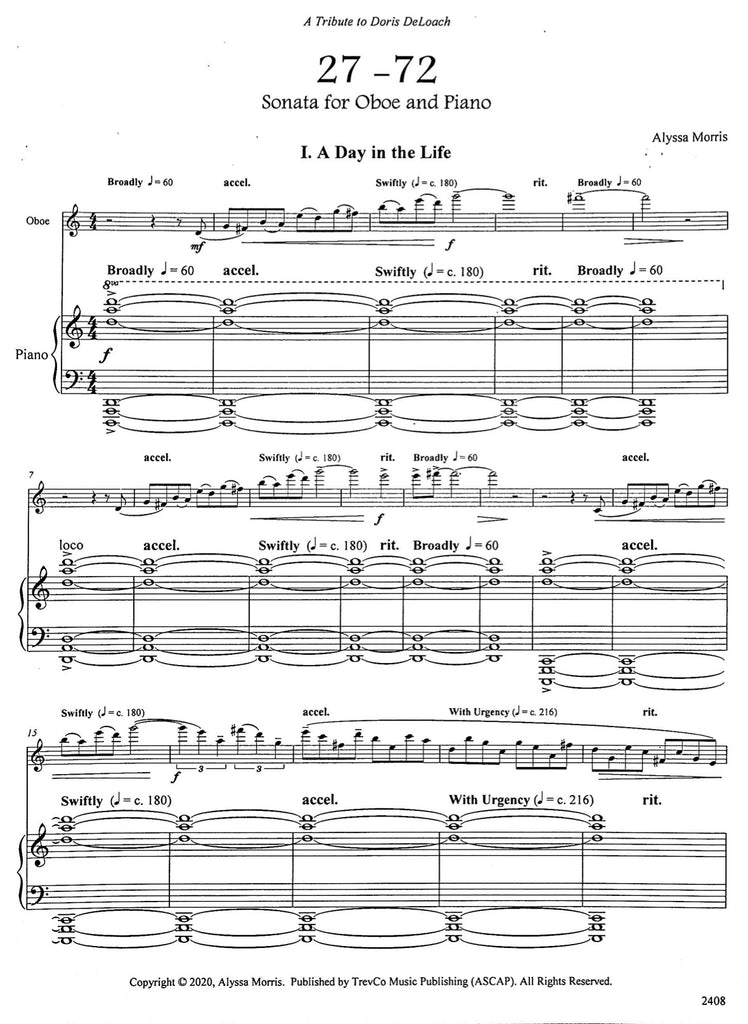 27-72, A Sonata - OB/PN - Trevco Music